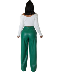 SHOPIQAT PU Women's Loose Wide-Leg Pocket Casual Leather Pants - Premium  from shopiqat - Just $11.900! Shop now at shopiqat