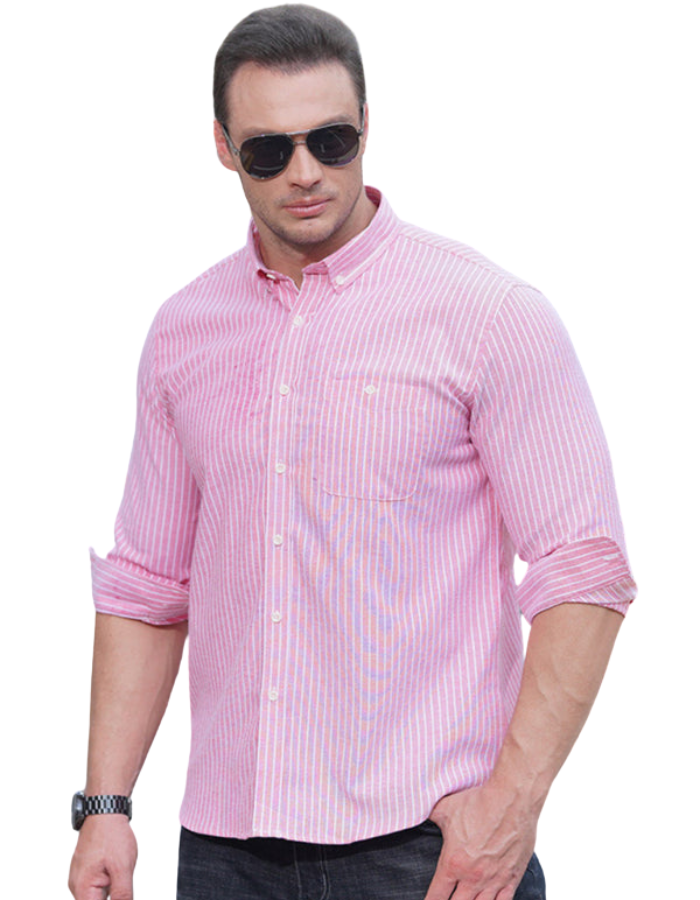 SHOPIQAT New Plus Size Men's Striped Long Sleeve Shirt - Premium  from shopiqat - Just $12.500! Shop now at shopiqat