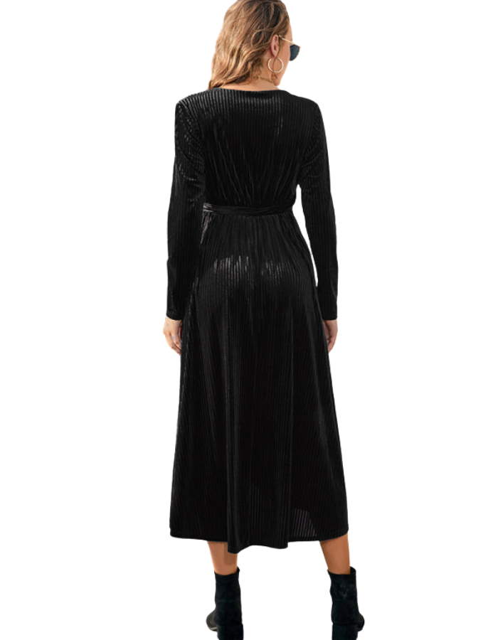 SHOPIQAT Slit Strappy Gold Velvet Mid-Length Dress - Premium  from shopiqat - Just $10.900! Shop now at shopiqat