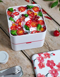Monbento - MB Square Graphic Blossom Pink Flowers Bento Box - Large - 2 Tier