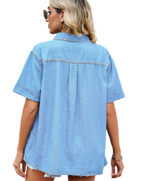 SHOPIQAT Denim Button-Up Shirt
