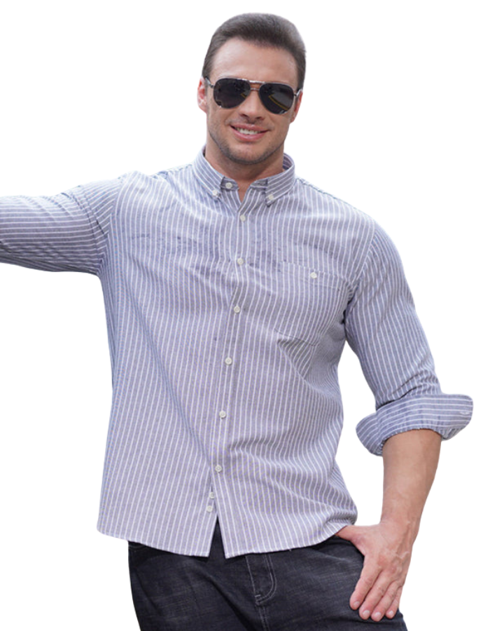 SHOPIQAT New Plus Size Men's Striped Long Sleeve Shirt - Premium  from shopiqat - Just $12.500! Shop now at shopiqat