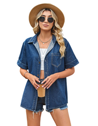 SHOPIQAT Denim Button-Up Shirt