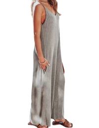 SHOPIQAT Ribbed Backless Jumpsuit