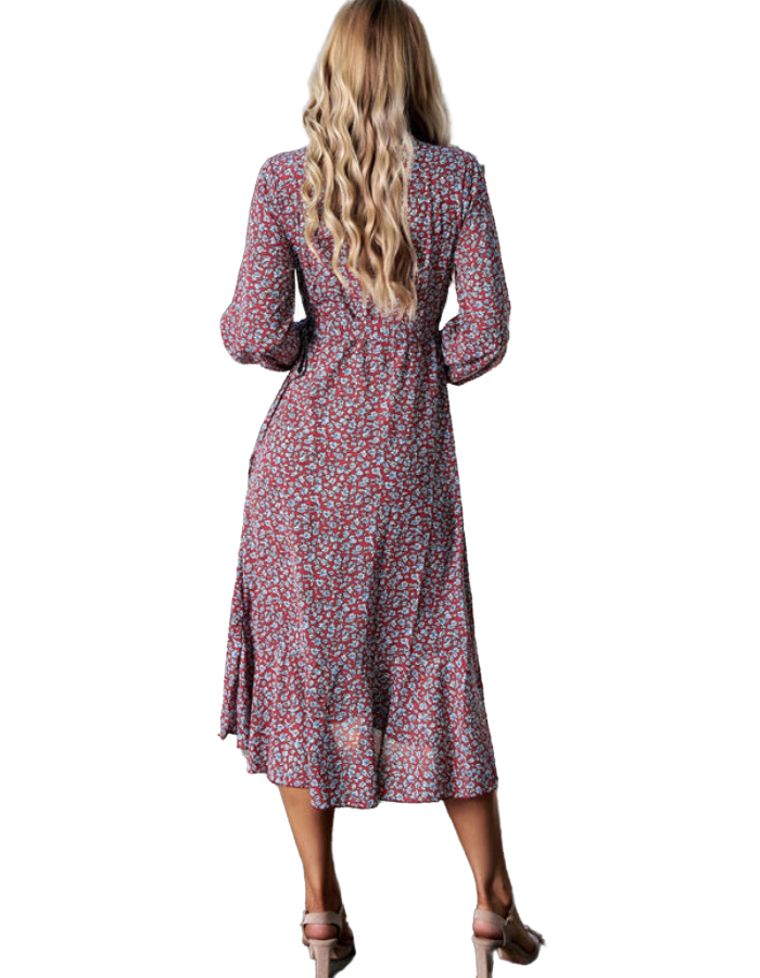 SHOPIQAT Floral Wrap Casual Resort Style Strappy Full Skirt Dress - Premium Dresses from shopiqat - Just $9.900! Shop now at shopiqat