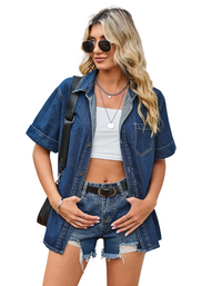 SHOPIQAT Denim Button-Up Shirt