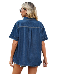 SHOPIQAT Denim Button-Up Shirt