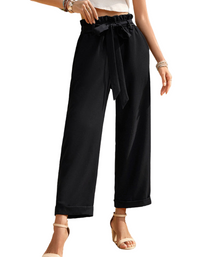 SHOPIQAT Women's Woven Solid Colour Commuter Trousers