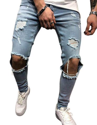 SHOPIQAT Men's Fashion Mid Waist Ripped Slim Jeans - Premium  from shopiqat - Just $10.850! Shop now at shopiqat