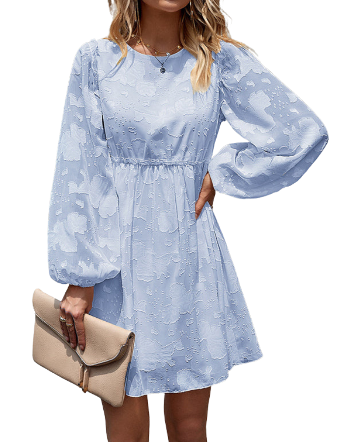 SHOPIQAT Feminine Elegant Jacquard Loose Dress - Premium Dresses from shopiqat - Just $9.900! Shop now at shopiqat