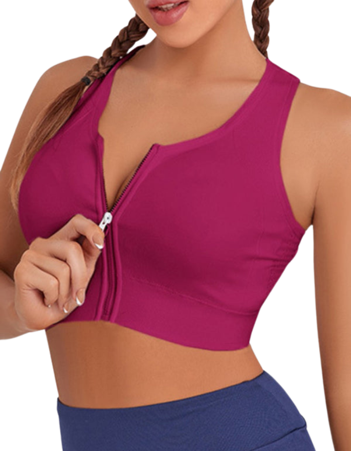 SHOPIQAT Women's Solid Colour Front Zipper Shockproof Yoga Bra Tank Top - Premium  from shopiqat - Just $5.990! Shop now at shopiqat