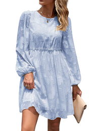 SHOPIQAT Feminine Elegant Jacquard Loose Dress - Premium Dresses from shopiqat - Just $9.900! Shop now at shopiqat