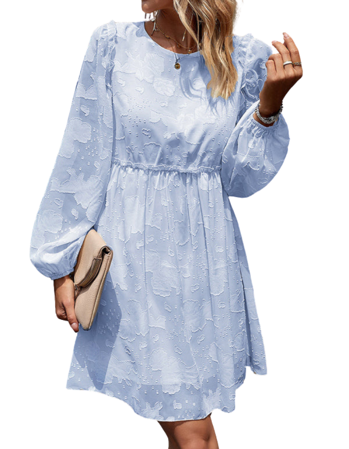 SHOPIQAT Feminine Elegant Jacquard Loose Dress - Premium Dresses from shopiqat - Just $9.900! Shop now at shopiqat