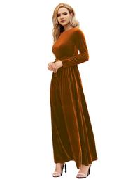 SHOPIQAT Women's Round Neck Belted Gold Velvet Dress - Premium  from shopiqat - Just $14.950! Shop now at shopiqat