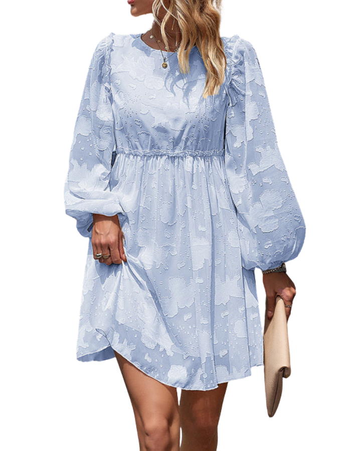 SHOPIQAT Feminine Elegant Jacquard Loose Dress