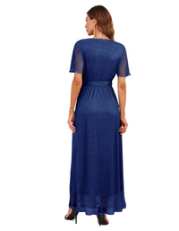 SHOPIQAT Feminine and Elegant Sparkling V-Neck Strappy Dress - Premium Dresses from shopiqat - Just $19.500! Shop now at shopiqat