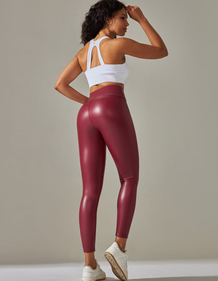 SHOPIQAT New Plus Size High Waist Tight PU Leather Colorful Yoga Leggings - Premium  from shopiqat - Just $6.500! Shop now at shopiqat