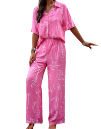 SHOPIQAT Elegant Printed Short-Sleeved Trousers Two-Piece Suit - Premium  from shopiqat - Just $12.750! Shop now at shopiqat