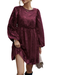SHOPIQAT Feminine Elegant Jacquard Loose Dress - Premium Dresses from shopiqat - Just $9.900! Shop now at shopiqat