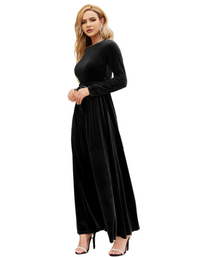 SHOPIQAT Women's Round Neck Belted Gold Velvet Dress - Premium  from shopiqat - Just $14.950! Shop now at shopiqat