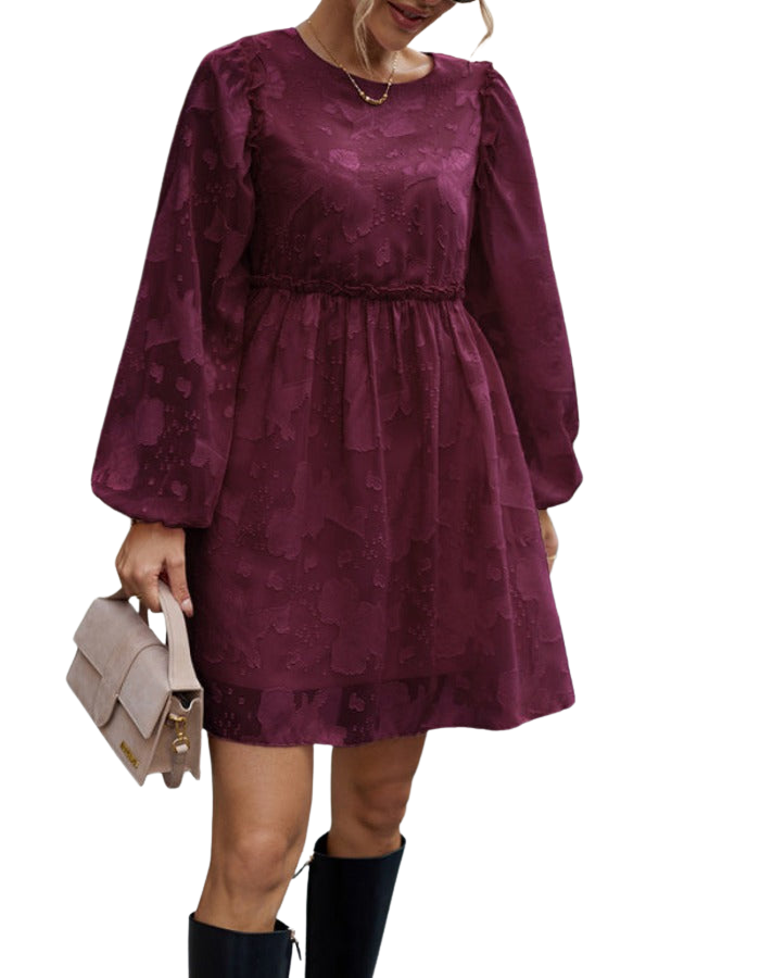 SHOPIQAT Feminine Elegant Jacquard Loose Dress - Premium Dresses from shopiqat - Just $9.900! Shop now at shopiqat