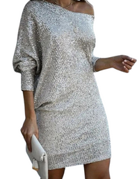 SHOPIQAT New Women's Midi Skirt Oblique Shoulder Sequin Dress Skirt - Premium  from kakaclo - Just $11.500! Shop now at shopiqat