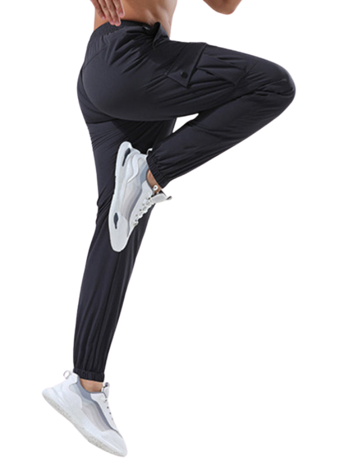 SHOPIQAT Men's Quick-Drying Elastic Casual Fitness Training Cargo Pocket Trousers