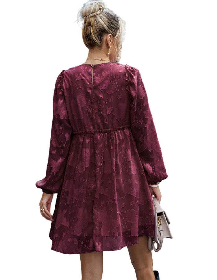 SHOPIQAT Feminine Elegant Jacquard Loose Dress - Premium Dresses from shopiqat - Just $9.900! Shop now at shopiqat