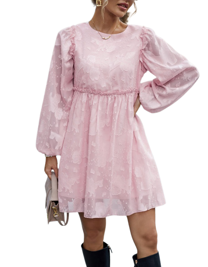 SHOPIQAT Feminine Elegant Jacquard Loose Dress - Premium Dresses from shopiqat - Just $9.900! Shop now at shopiqat