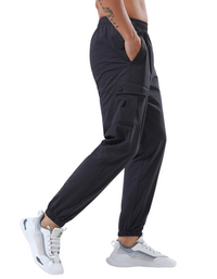 SHOPIQAT Men's Quick-Drying Elastic Casual Fitness Training Cargo Pocket Trousers
