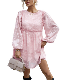SHOPIQAT Feminine Elegant Jacquard Loose Dress - Premium Dresses from shopiqat - Just $9.900! Shop now at shopiqat