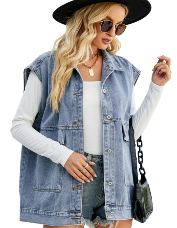 SHOPIQAT Denim Utility Vest
