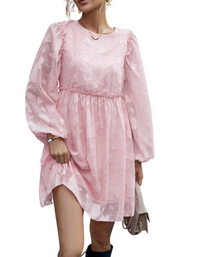SHOPIQAT Feminine Elegant Jacquard Loose Dress - Premium Dresses from shopiqat - Just $9.900! Shop now at shopiqat
