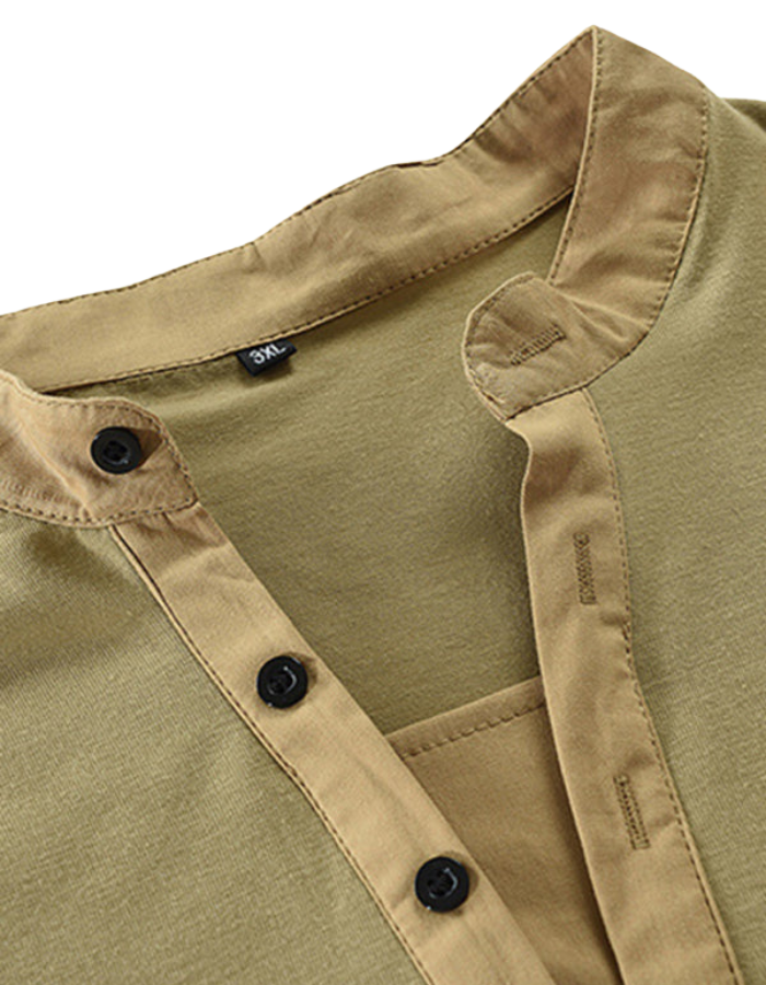 SHOPIQAT Men's New Outdoor Tactical Zipper Colourblock Henley Collar Long Sleeve T-Shirt - Premium  from shopiqat - Just $8.750! Shop now at shopiqat