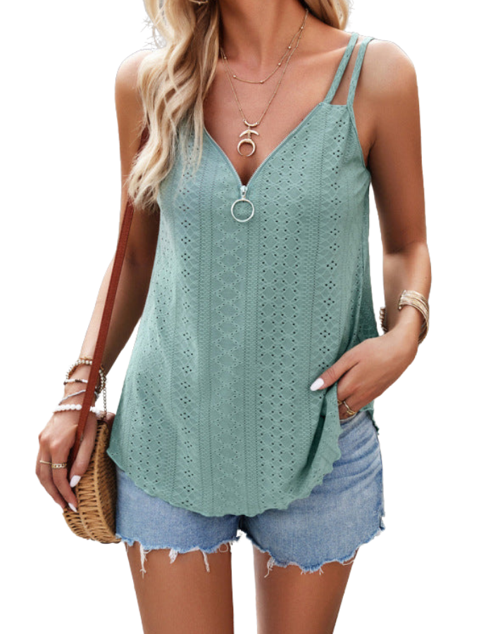 SHOPIQAT Women's Casual Zipper Camisole Top - Premium  from shopiqat - Just $6.500! Shop now at shopiqat