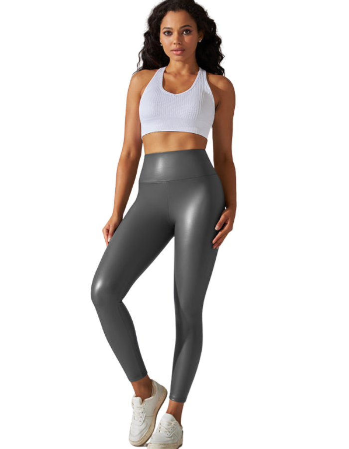 SHOPIQAT New Plus Size High Waist Tight PU Leather Colorful Yoga Leggings - Premium  from shopiqat - Just $6.500! Shop now at shopiqat