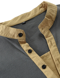 SHOPIQAT Men's New Outdoor Tactical Zipper Colourblock Henley Collar Long Sleeve T-Shirt - Premium  from shopiqat - Just $8.750! Shop now at shopiqat