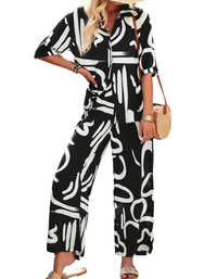 SHOPIQAT New Women's Casual Fashion Printed Lapel Short-Sleeved Shirt and Trousers Vacation Suit - Premium  from shopiqat - Just $12.900! Shop now at shopiqat