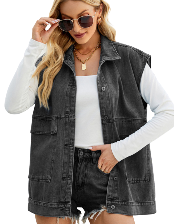 SHOPIQAT Denim Utility Vest