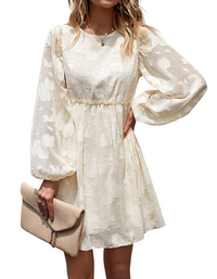 SHOPIQAT Feminine Elegant Jacquard Loose Dress - Premium Dresses from shopiqat - Just $9.900! Shop now at shopiqat