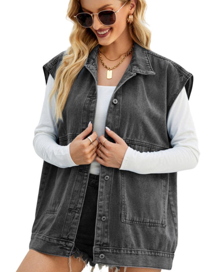 SHOPIQAT Denim Utility Vest