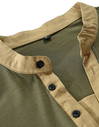 SHOPIQAT Men's New Outdoor Tactical Zipper Colourblock Henley Collar Long Sleeve T-Shirt - Premium  from shopiqat - Just $8.750! Shop now at shopiqat