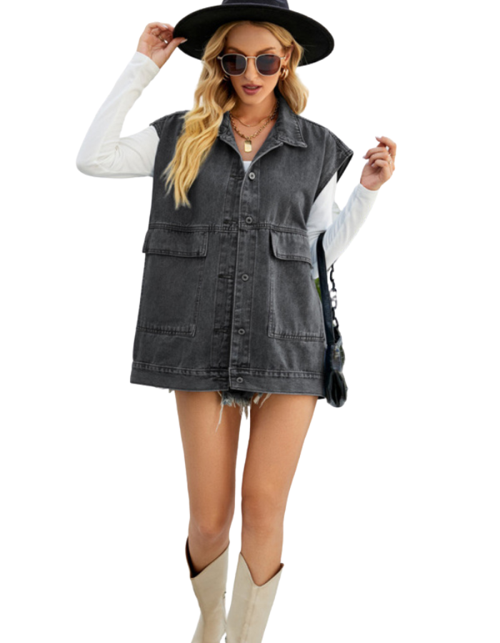 SHOPIQAT Denim Utility Vest
