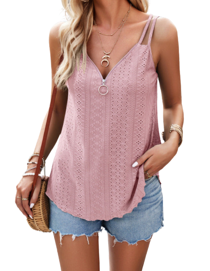 SHOPIQAT Women's Casual Zipper Camisole Top - Premium  from shopiqat - Just $6.500! Shop now at shopiqat