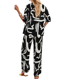 SHOPIQAT New Women's Casual Fashion Printed Lapel Short-Sleeved Shirt and Trousers Vacation Suit - Premium  from shopiqat - Just $12.900! Shop now at shopiqat