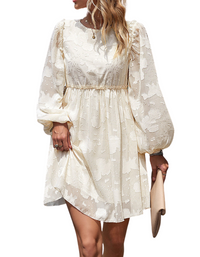 SHOPIQAT Feminine Elegant Jacquard Loose Dress - Premium Dresses from shopiqat - Just $9.900! Shop now at shopiqat