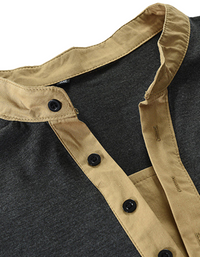 SHOPIQAT Men's New Outdoor Tactical Zipper Colourblock Henley Collar Long Sleeve T-Shirt - Premium  from shopiqat - Just $8.750! Shop now at shopiqat