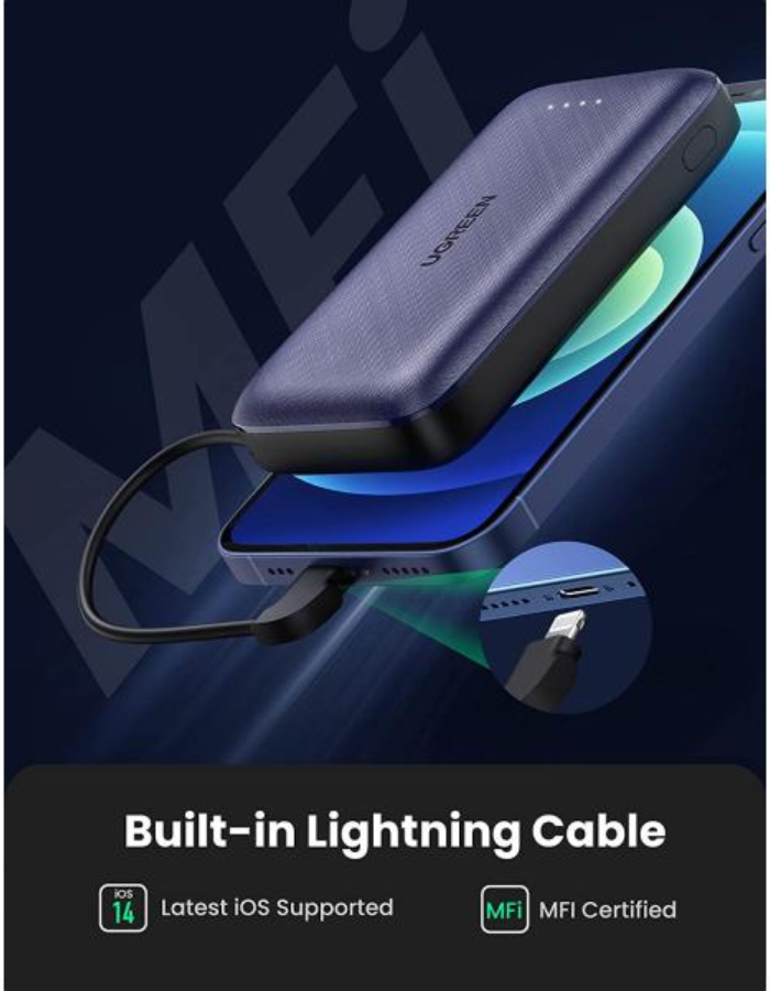 Ugreen 10000 mAh Powerbank PD 20W with Lightning Cable