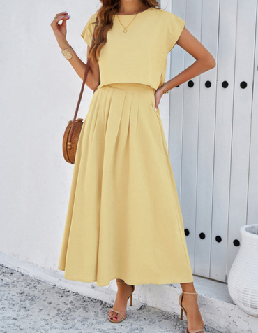 SHOPIQAT New Spring and Summer Casual Sleeveless Top and Long Skirt Suit