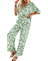SHOPIQAT New Women's Casual Fashion Printed Lapel Short-Sleeved Shirt and Trousers Vacation Suit - Premium  from shopiqat - Just $12.900! Shop now at shopiqat